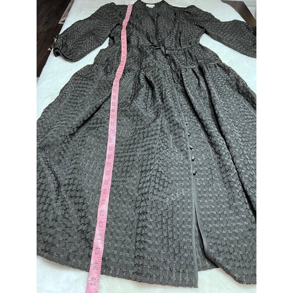 Shoshanna Teagan jet black tiered Aline stitched midi dress women size 10 - Picture 7 of 8